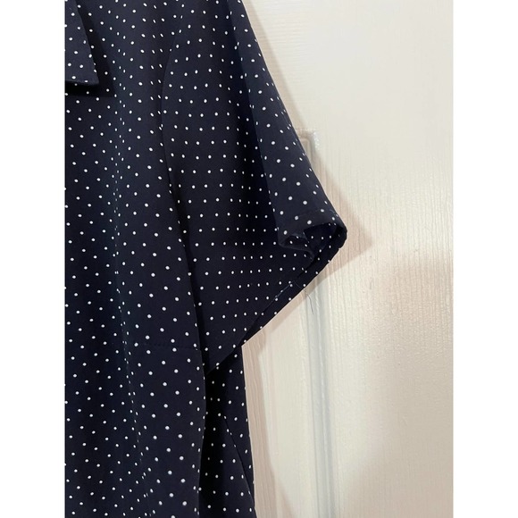 ELEMENTZ WOMENS SHORT SLEEVE LAYERED BLOUSE NAVY BLUE SIZE LARGE PETITE - Picture 2 of 5